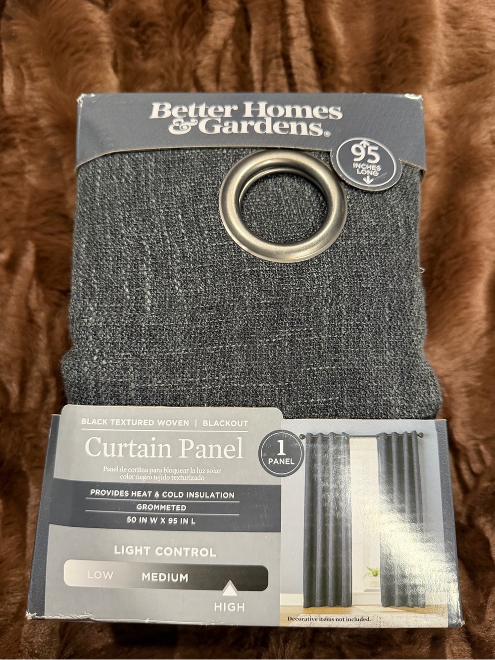 Better Homes And Gardens Black Textured Grommet Curtain Panel